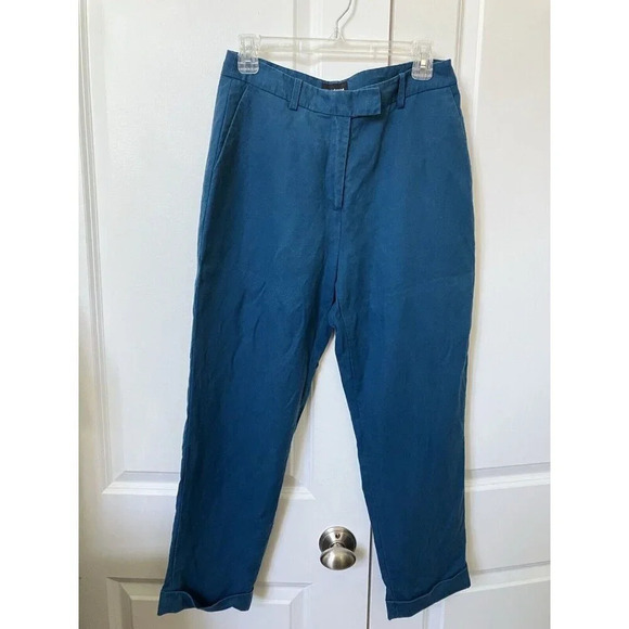Frank & Oak Blue Tencel & Linen Trouser Pants  Womens 10 - Picture 1 of 4